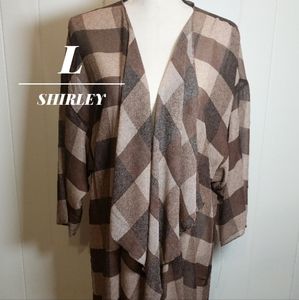Brown plaid shirley kimono